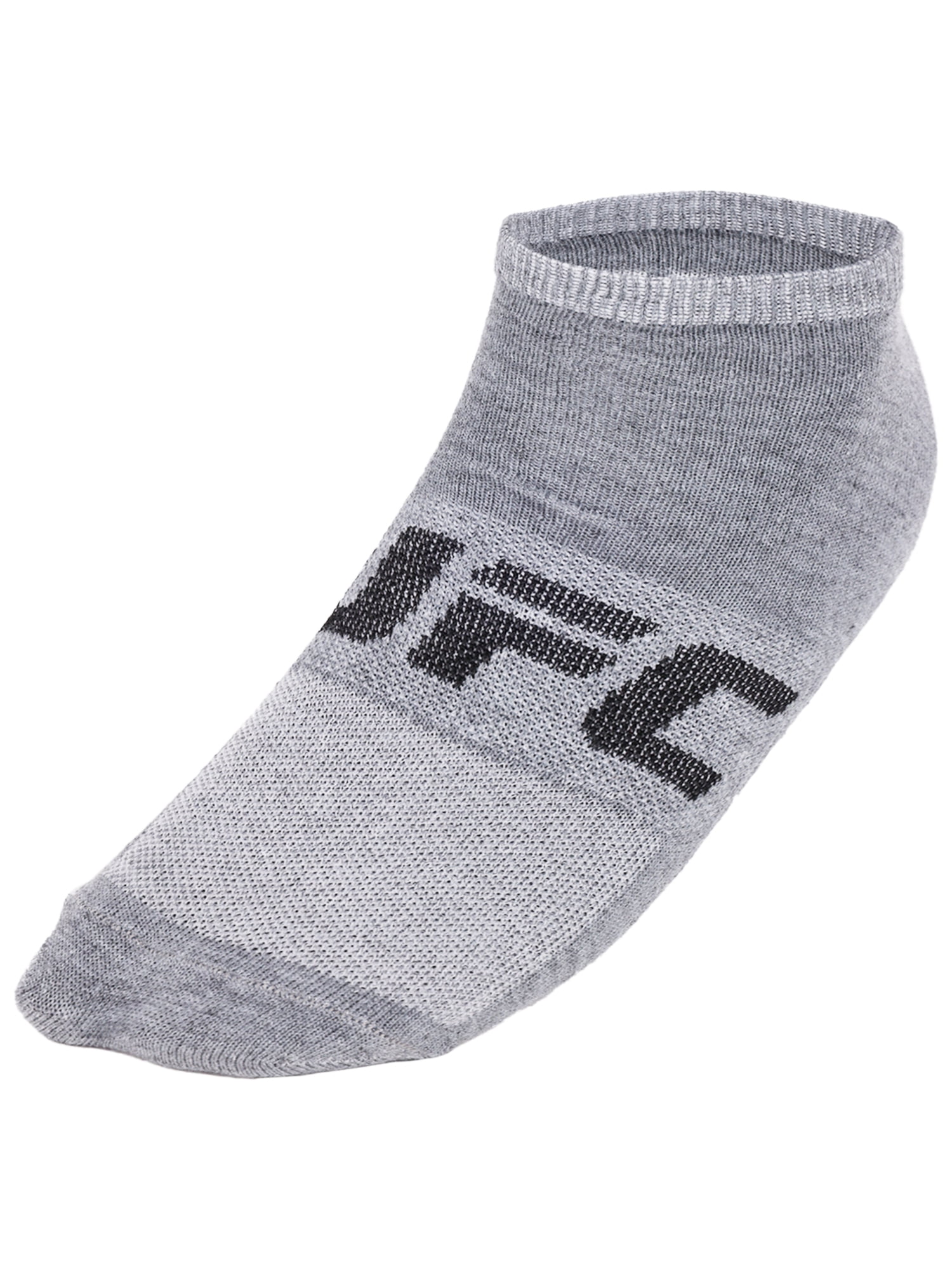 UFC 20 Pair Men's Lightweight No Show Socks with Arch Logo, Blk/Wht/Grey