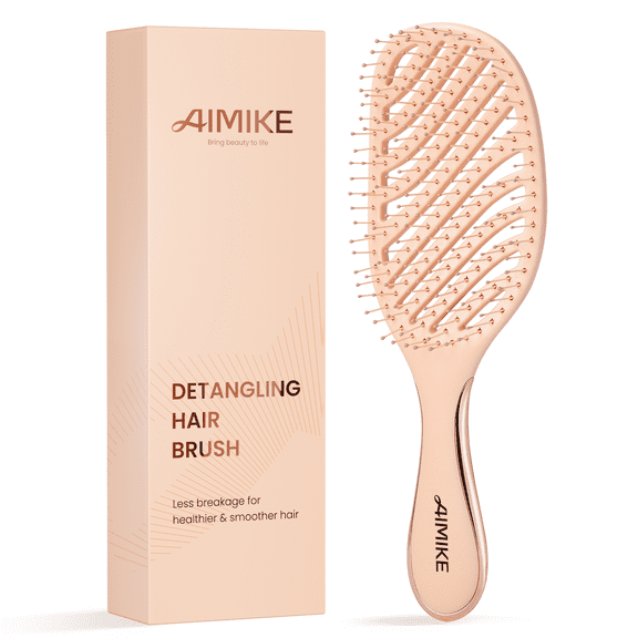 AIMIKE Detangling Brush, Pain-Free Wet Dry Hairbrush with Soft Bristles for Women & Kids, Fine Hair Care