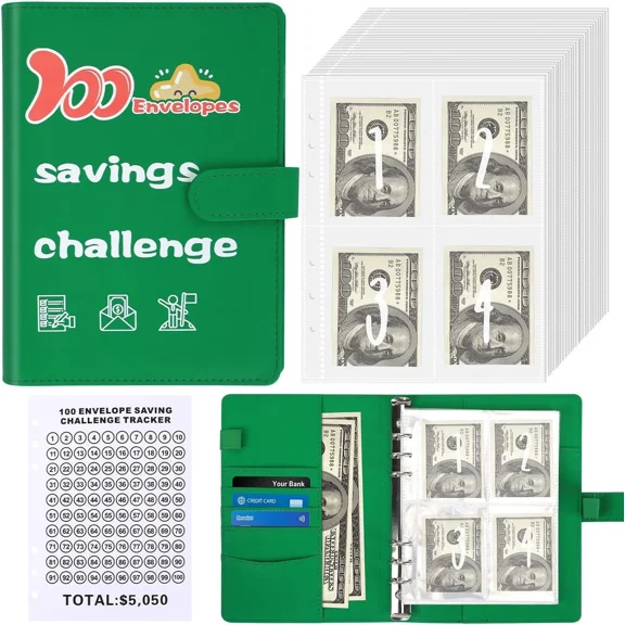 100 Envelopes Money Saving Challenge Binder, 2024 New A5 Money Saving Binder,