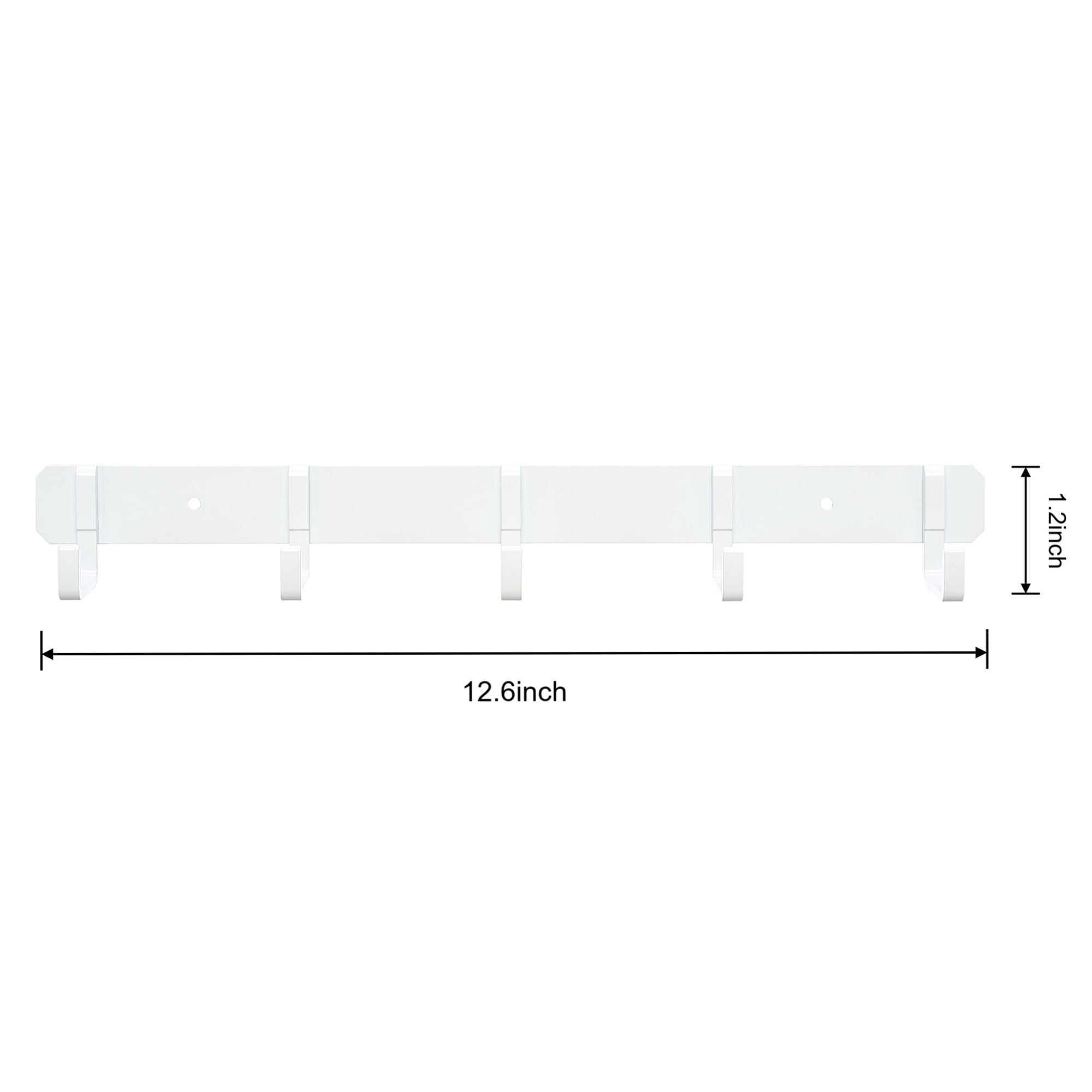 Unique Bargains Coat Rack Wall Mount Metal Wood 5 Hooks for Entryway Bathroom White