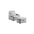 thumbnail image 2 of Huckleberry Light Gray Fabric Linen Chair w/Storage Ottoman & Folding Side Table, 2 of 6