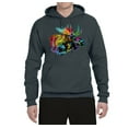 thumbnail image 2 of Wild Bobby, Colorful Rainbow Moose Head Wildlife Animal Lover Unisex Graphic Hoodie Sweatshirt, Charcoal, Medium, 2 of 3