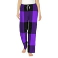 thumbnail image 2 of Goofa Purple Buffalo Plaid Printed Soft Pajama Pants for Women, Wide Leg Comfy Casual Lounge Yoga Pants-Medium, 2 of 9