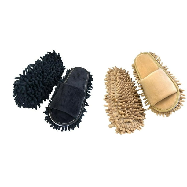 2 Uds, Zapatillas De Fregona, Zapatos Suaves De Limpieza Para El Hogar, Para Suelo, Negro Y Beige Sunnimix Zapatillas de trapeador