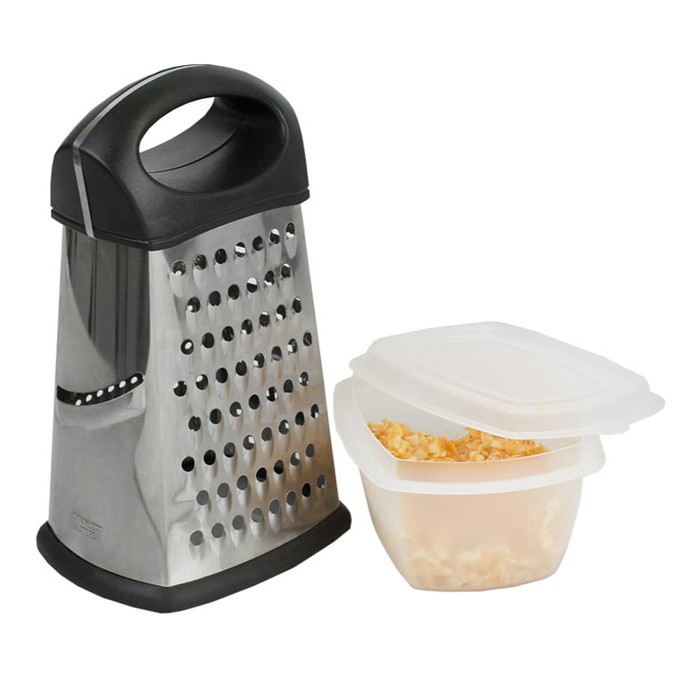 Ourokhome Cheese Grater with Handle, 4 Side Box Grater - Stainless Steel 10  Inch Cheese Slicer Shredder for Kitchen with a Storage Container (Black