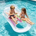 thumbnail image 5 of Adult Inflatable Pool Lounge Float Chair, Extra Thick Water Floating Mat with Headrest & Cup Holders, Relaxing Float for Swimming Pool Lake Beach - 68.9" x 29.5"(Clear), 5 of 5