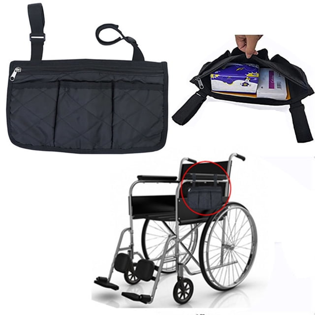 KoiLife Sac à Dos pour Fauteuil Roulant Sac de Rangement pour Fauteuil Roulant Sac Réfléchissant pour Fauteuil Roulant Sac pour Fauteuil Roulant Sac de Mobilité 13x7" Noir Sac de Rangement pour Fauteuil Roulant pour Usage Quotidien Activités Extérieures
