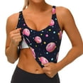 thumbnail image 3 of Lsque Cartoon Donut Planets Printed Women'S Sports Bra, Compression, Moisture Wicking, High-Impact Sports Bra For Women,Supportive sports bra-XX-Large, 3 of 7