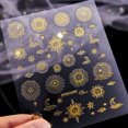 thumbnail image 3 of Calcomanías doradas para decoración de uñas, suministros para uñas, calcomanías autoadhesivas 3D para uñas, estrellas metálicas, luna, purpurina, oro, plata, diseño de uñas, pegatinas para mujeres, ni kaili Sencillez, 3 of 5
