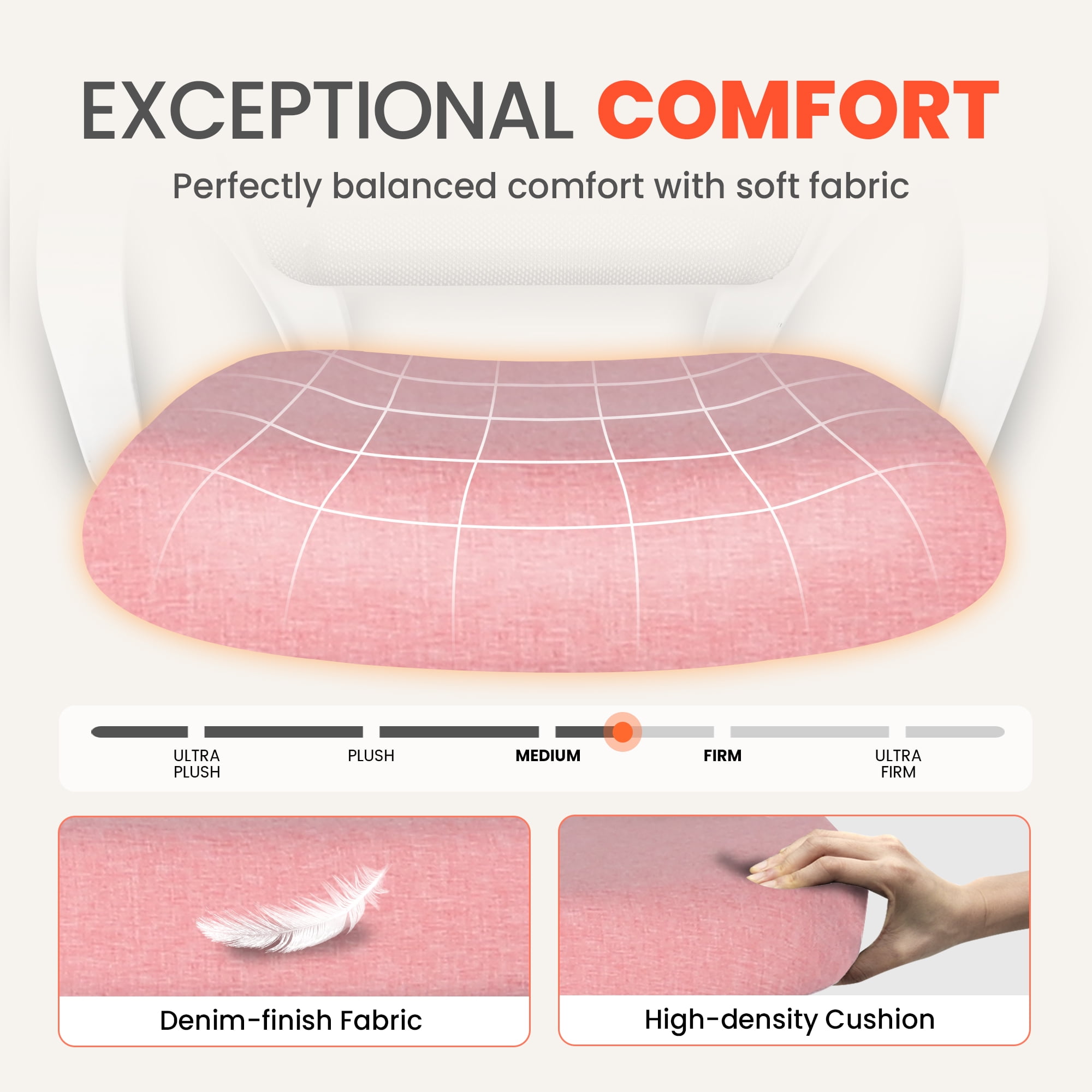 NEO CHAIR Ergonomic Office Chair, Lumbar Support Mid Back, Mesh Home Office Computer Desk Chair with Armrests, Pastel Pink