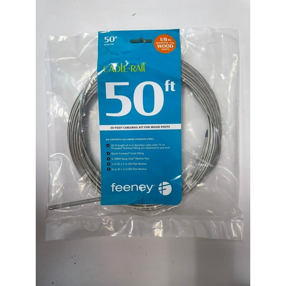 Feeney CR-6350-PKG Cablerail Assemblies for Wood with 7 1/2" Terminal, 1/8", 50' (Pack of 1)