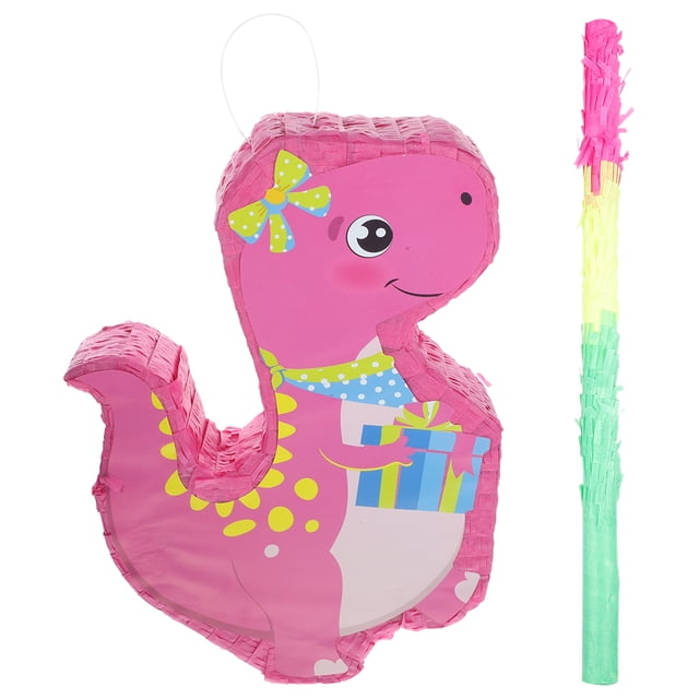 CIMAXIC Party 1 Set Dinosaur Shaped Pinata with Paper Rod Candy Filled Pinata Party Prop,16.54"X11.81"X2.76"