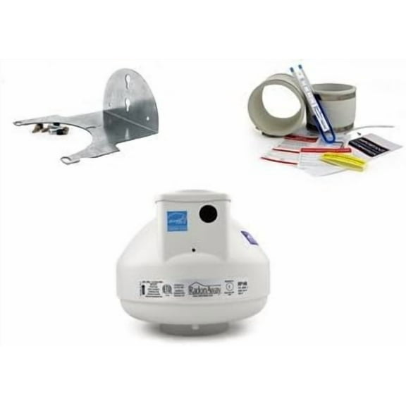 RadonAway RP145c Radon Fan   4x4 White Fan Installation Kit   Mounting Bracket