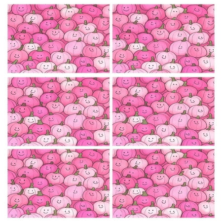 

Pink Cartoon Pumpkin Pattern 6-Piece 12x18in Durable Place Mats Heat-Proof and Non-Slip