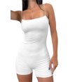 thumbnail image 1 of xiaxaixu Women Solid Color Cami Playsuits Sleeveless Backless Short Bodycon Jumpsuits Summer Spaghetti Strap Rompers Clubwear, 1 of 9