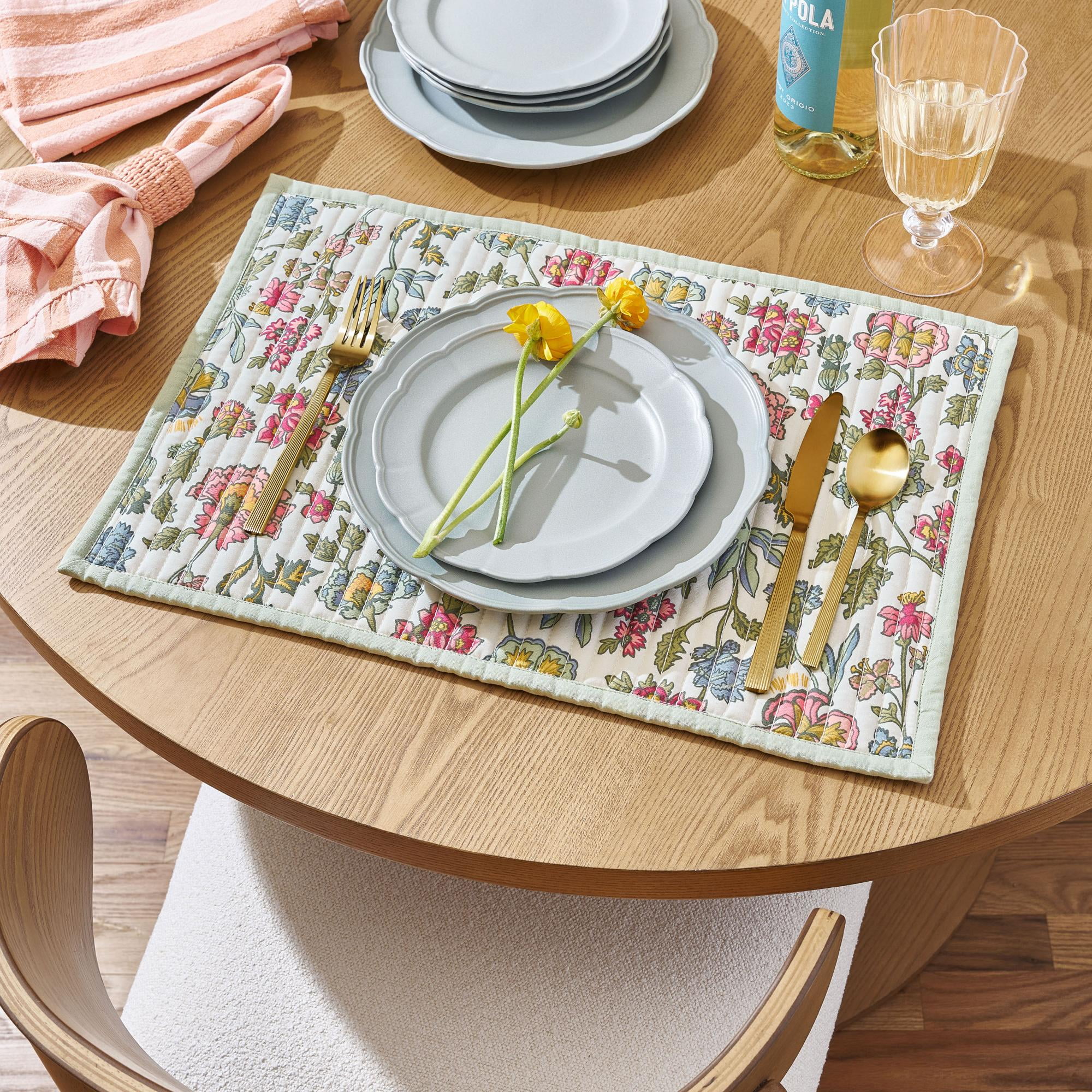 Beautiful Wildflower Quilted Print Fabric Placemat by Drew Barrymore, Multiple, 20"W x 14"