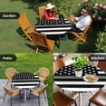thumbnail image 4 of Thin Grey White Line Round Tablecloth for 45-54 Inch Tables, Fitted Table Cover with Elastic Edge, American Flag Star Waterproof Outdoor Table Cloth Protector for Patio Garden Dinner Picnic, 4 of 9
