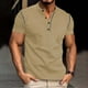 thumbnail image 1 of pstuiky camisetas de manga corta para hombre, Camiseta de merbau con botones y cuello alto para hombre camisas casuales para hombre s, 1 of 7