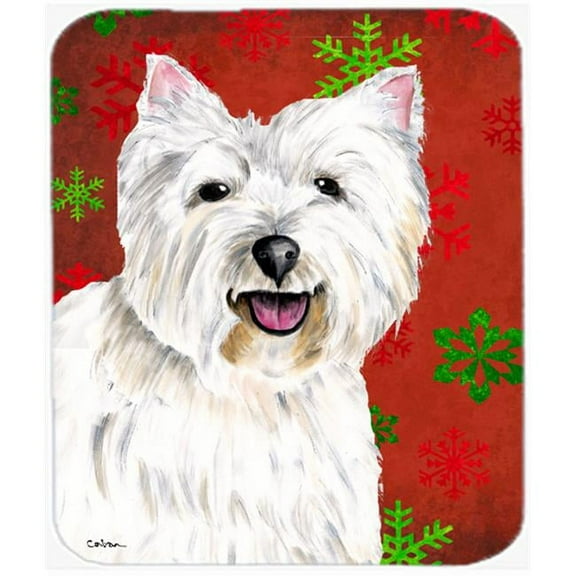 Westie Red And Green Snowflakes Holiday Christmas Mouse Pad, Hot Pad Or Trivet