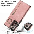 thumbnail image 5 of Mantto Wallet Case for Samsung Note 20 Ultra, Slim Premium Credit Card Slot, Zipper Wallet Case with Ring Holder Kickstand Leather Magnetic Flip Back Cover for Samsung Galaxy Note 20 Ultra, Pink, 5 of 12