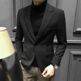 thumbnail image 3 of Chaqueta de un solo pecho para hombre, trajes y blazers finos de color gris para hombre, abrigos ajustados de lino, ropa clásica, ropa de estilo coreano, novedad, 3 of 5