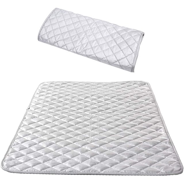 Mantel de planchado aislado, manta de planchado a vapor, tapete de planchado de algodón sobre mesa portátil para lavadora, secadora, viajes, hogar, plateado, 48 x 85 cm (1 pieza)