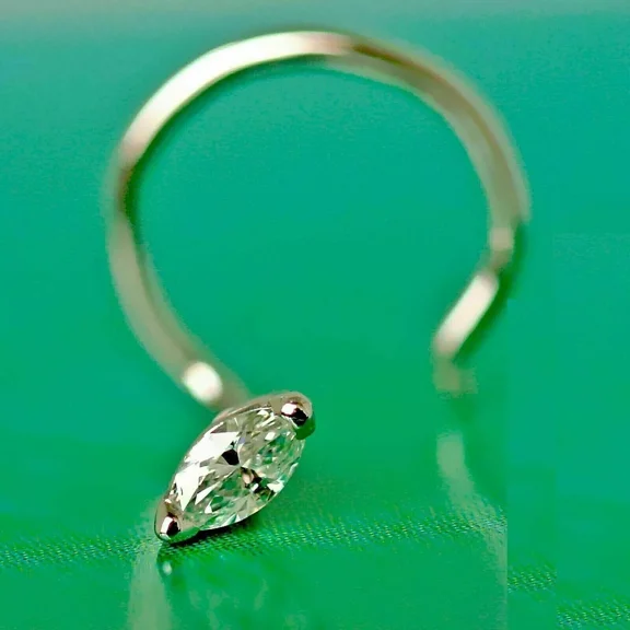 0.20Ct Marquise Cut Lab Created Diamond Women's Nose Pin 14K White Gold Plated