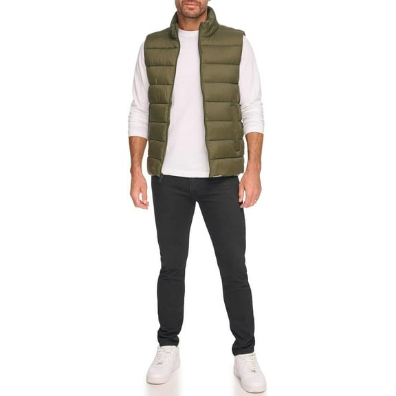 Kenneth Cole Men's Quilted Puffer Styling Lightweight Vest, Olive