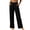 Black, variant on Women's Cotton Linen Wide Leg Pants Elastic High Waist Textured Loose Casual Trousers with Pockets Lightweight Summer Lounge Pants White