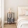 thumbnail image 5 of Round Side Table End Table with Storage Basket, Small Side Table Round Nightstand for Small Spaces, Tall Oval End Table with Steel Frame, Coffee Bedside Table for Living Room Bedroom, Greige, 5 of 5