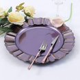 thumbnail image 7 of BalsaCircle 24 Purple Gold13" Acrylic Wooden Textured Round Scalloped Trim Plastic Charger Plates, 7 of 7