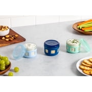 Ello Duraglass Reusable Glass Condiment Containers with Leak Proof Plastic Lid, 4 oz, Set of 3
