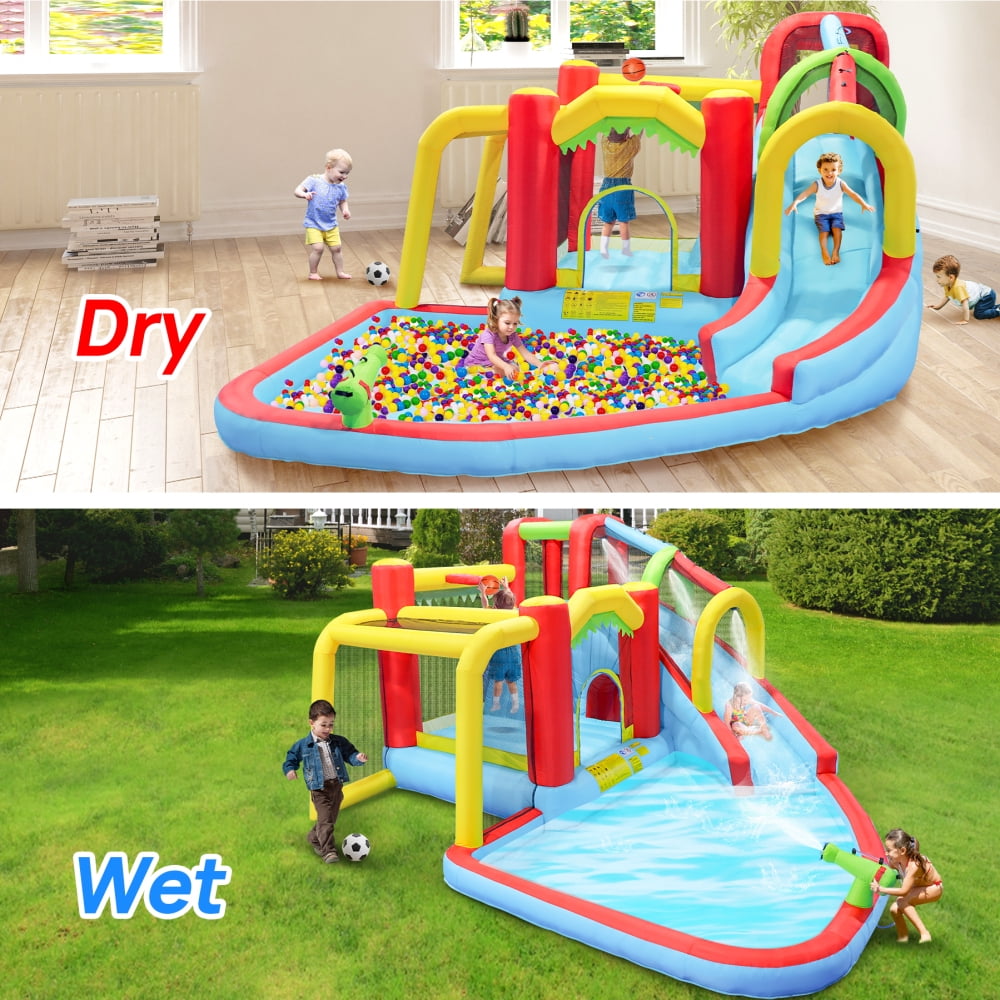 Nobol 7-in-1 Inflatable Water Slide Park Bouncer with Splash Pool and Climbing Wall