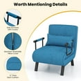 thumbnail image 4 of Spaco Folding 6 Position Convertible Sleeper Bed Armchair Lounge Couch with Pillow-Blue, Modern Mid-Century Upholstered Living Room Chair, 4 of 8