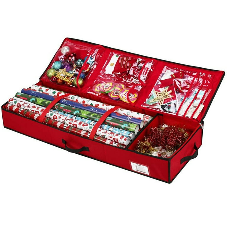 40 in. Tall Wrapping Paper Storage Box in Red 