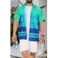 thumbnail image 2 of LA LEELA Men's Stylish Summer Short Sleeve Hawaiian Vacation Shirts Cruise Holiday Tops Button-Down Hawaii Shirts Men 5XL Stripes, Blue, 2 of 6