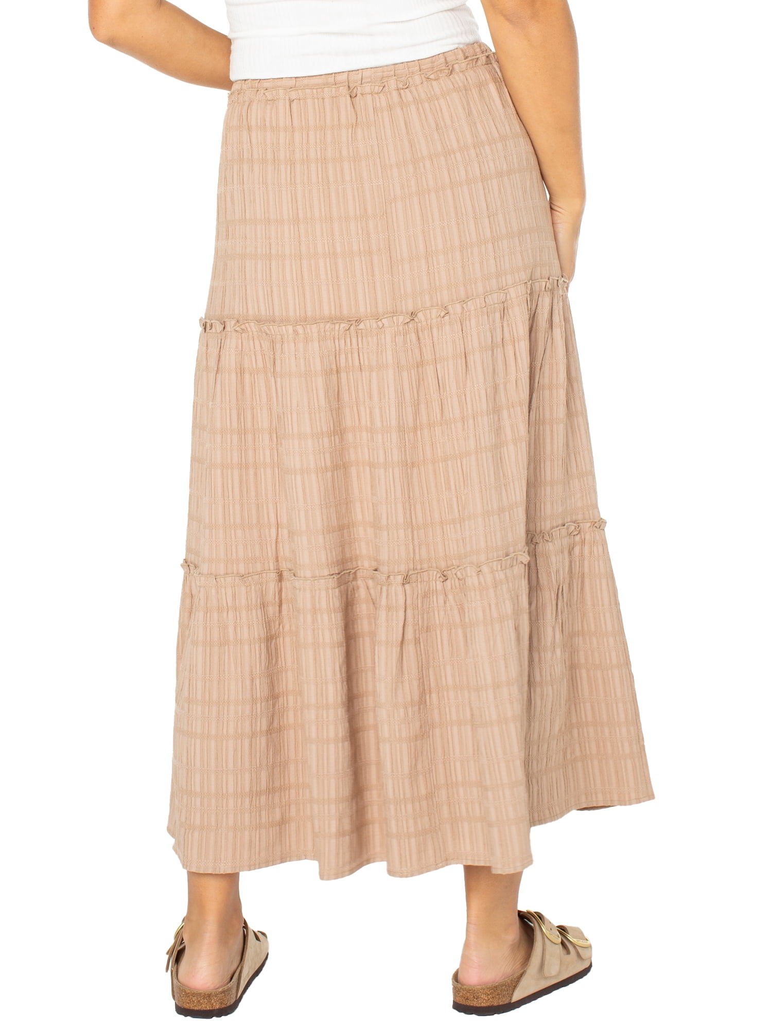 Celebrity Pink Women's and Women's Plus Tiered Maxi Skirt, Sizes XS-4X