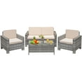 thumbnail image 2 of Devoko 4 Pieces Patio Conversation Set PE Rattan Wicker Furniture Sofa Set Outdoor Indoor Furniture Set, Gray, 2 of 8