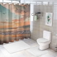 thumbnail image 7 of Orinice Cinbloo Beach Shower Curtain Pink Blue Summer Ocean Shore Sunset Hawaii Tropical Bathroom Curtain Seaside Bird Nautical Shower Curtain Fabric Ocean View Bathroom Decoration 69x72, 7 of 7