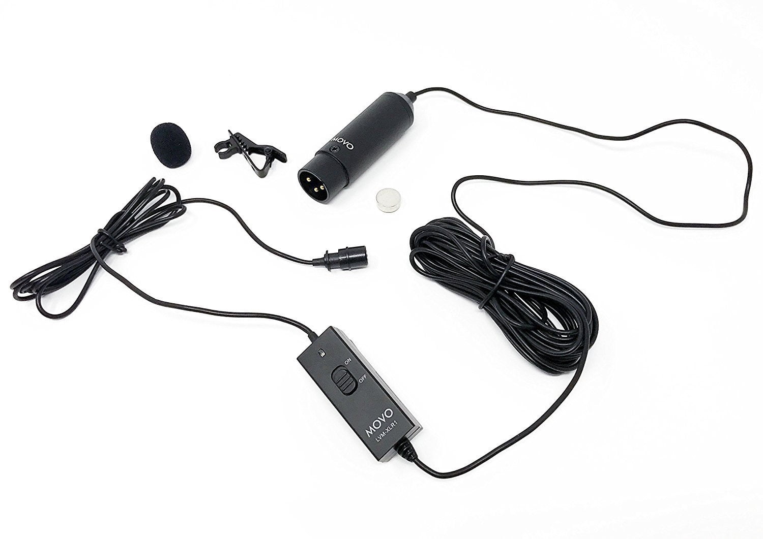 Movo LVM-XLR1 Self-Powered XLR Omnidirectional Lavalier Microphone for Mixers, Recorders, Camcorders & More