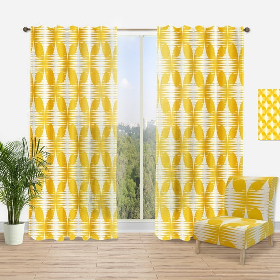 Designart 'Abstract Retro Geometric Pattern Design IV' Mid-Century Modern Curtain Panel