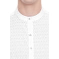 thumbnail image 3 of In-Sattva Men's Indian Mandarin Collar Handcrafted Fine Embroidered Kurta Tunic; Round White; MD, 3 of 6