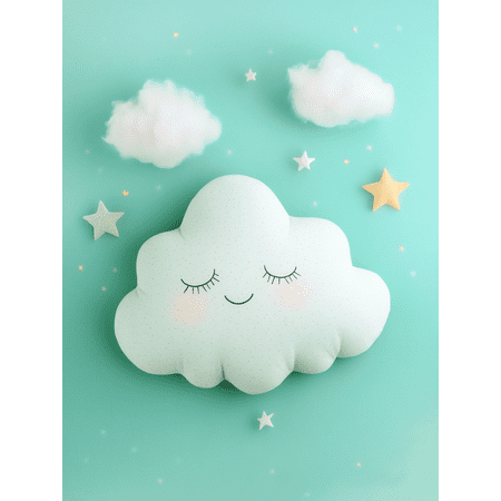 Smiling Cloud Canvas Print/Wall Art，Suitable for Bedroom Decoration， Living Room Decor， Nursery Decor， Kids Room Decor， and Girl's Room Decor.