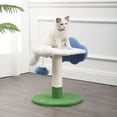 thumbnail image 2 of THE LICKER STORE Sami 21.5" Modern Jute Cloud Cat Tree with Scratching Post, and Fuzzy Toy, White/Blue/Green, CTR1006A, 2 of 9