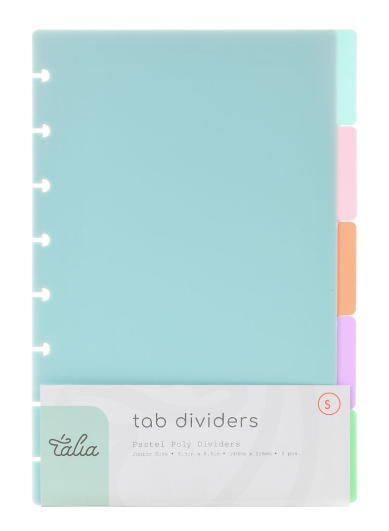 5Tab Black, Junior Dividers Talia Discbound Notebook Tabbed Dividers 