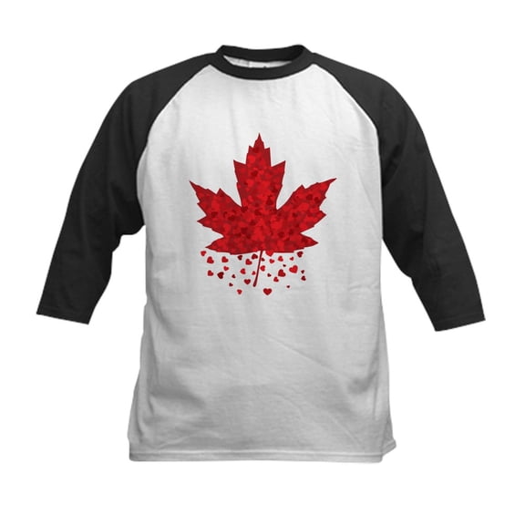 CafePress - Red Maple Leaf Kids Baseball Jersey - Kids Cotton Baseball Jersey, 3/4 Sleeve Shirt