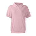 thumbnail image 4 of larppty Womens Polo Shirts Business Casual Work Tops Short Sleeve Button Down Collared V Neck Golf Blouse T-Shirt (Pink, XL), 4 of 4
