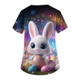 thumbnail image 5 of Womens Easter Scrub Tops V-Neck Short Sleeve Stretch Bunny/Egg Printed Nurse Working Uniforms, 5 of 5