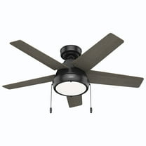 Restored Hunter Fan 44 inch Casual Matte Black Indoor Ceiling Fan with LED Light Kit and Pull Chain (Refurbished)