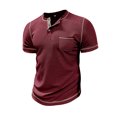 thumbnail image 5 of Hanerdun Men Casual T-Shirts Male Short Sleeve Tops Crew Neck Blouse Red S, 5 of 5